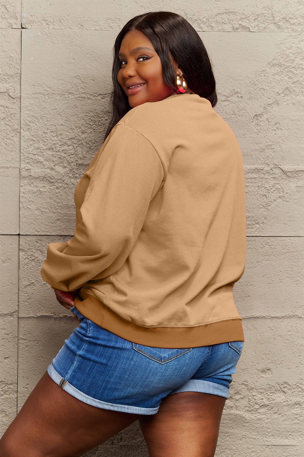 Simply Love Full Size CIAO!Round Neck Sweatshirt