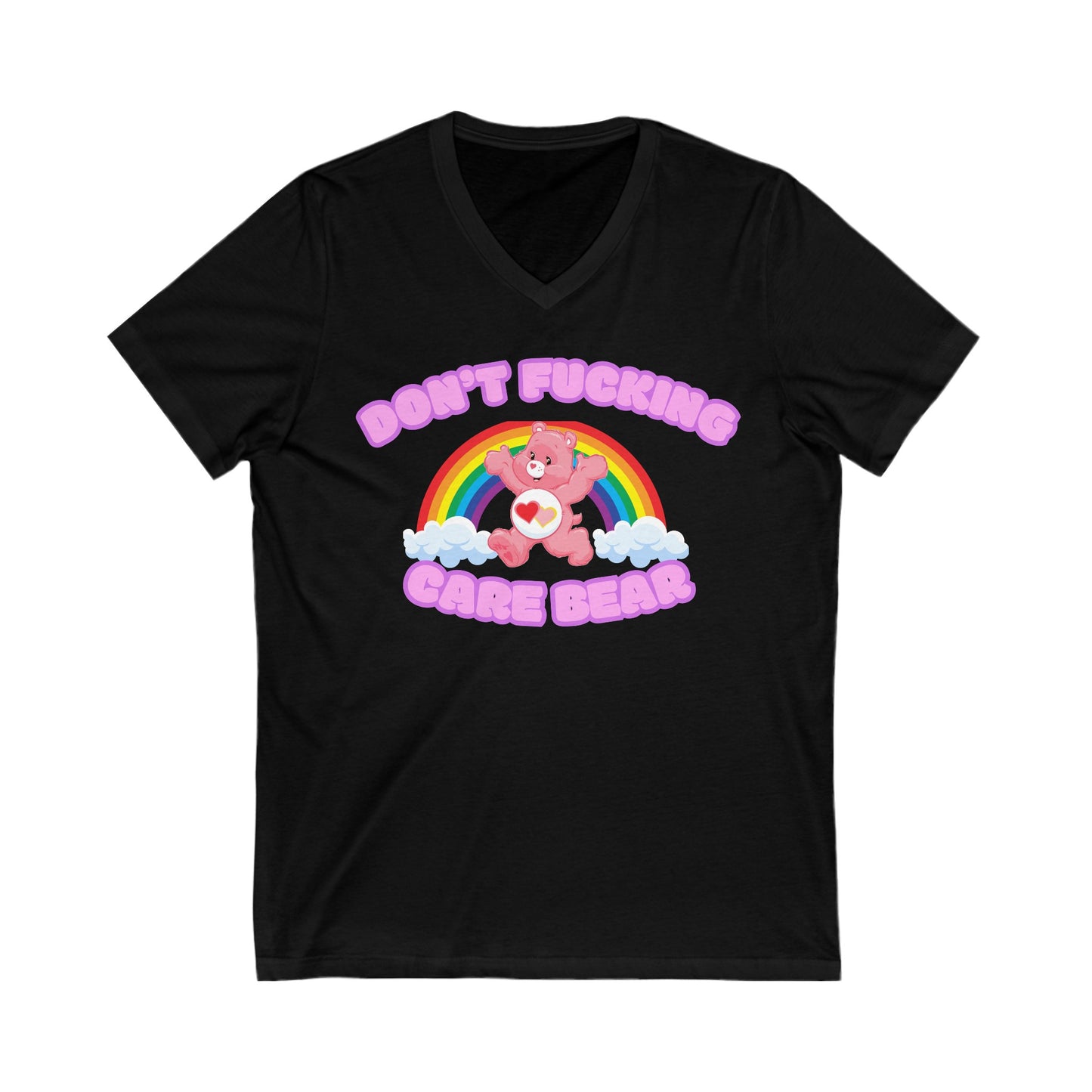 Don't Fucking Care Bear Jersey Short Sleeve V-Neck Tee