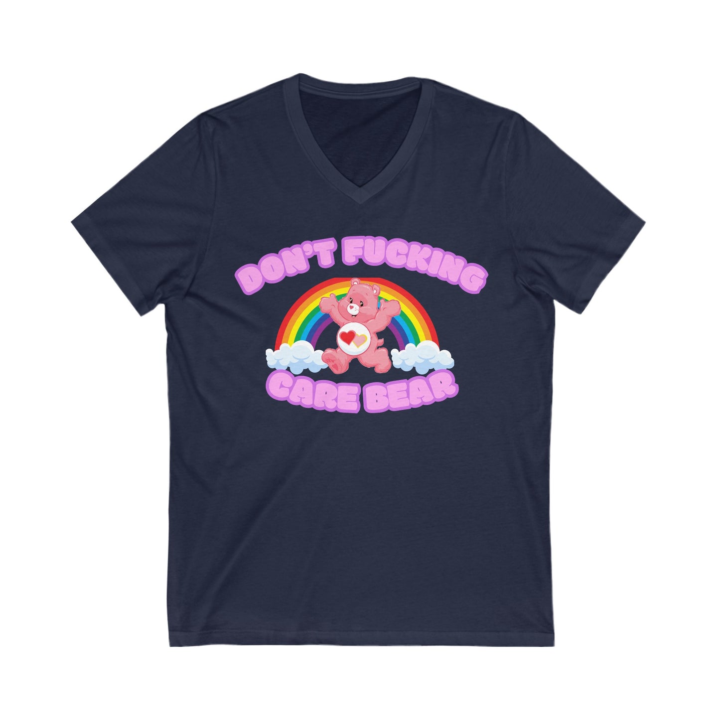 Don't Fucking Care Bear Jersey Short Sleeve V-Neck Tee