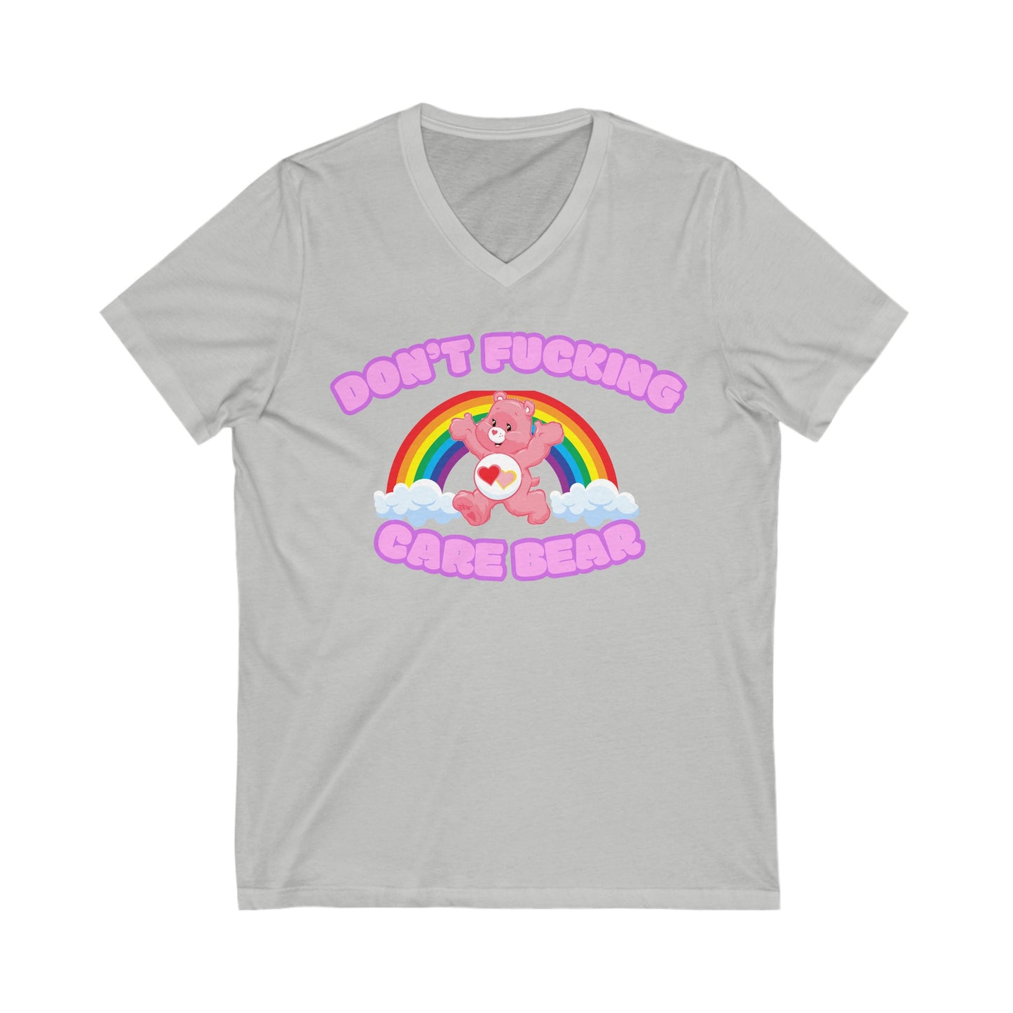 Don't Fucking Care Bear Jersey Short Sleeve V-Neck Tee